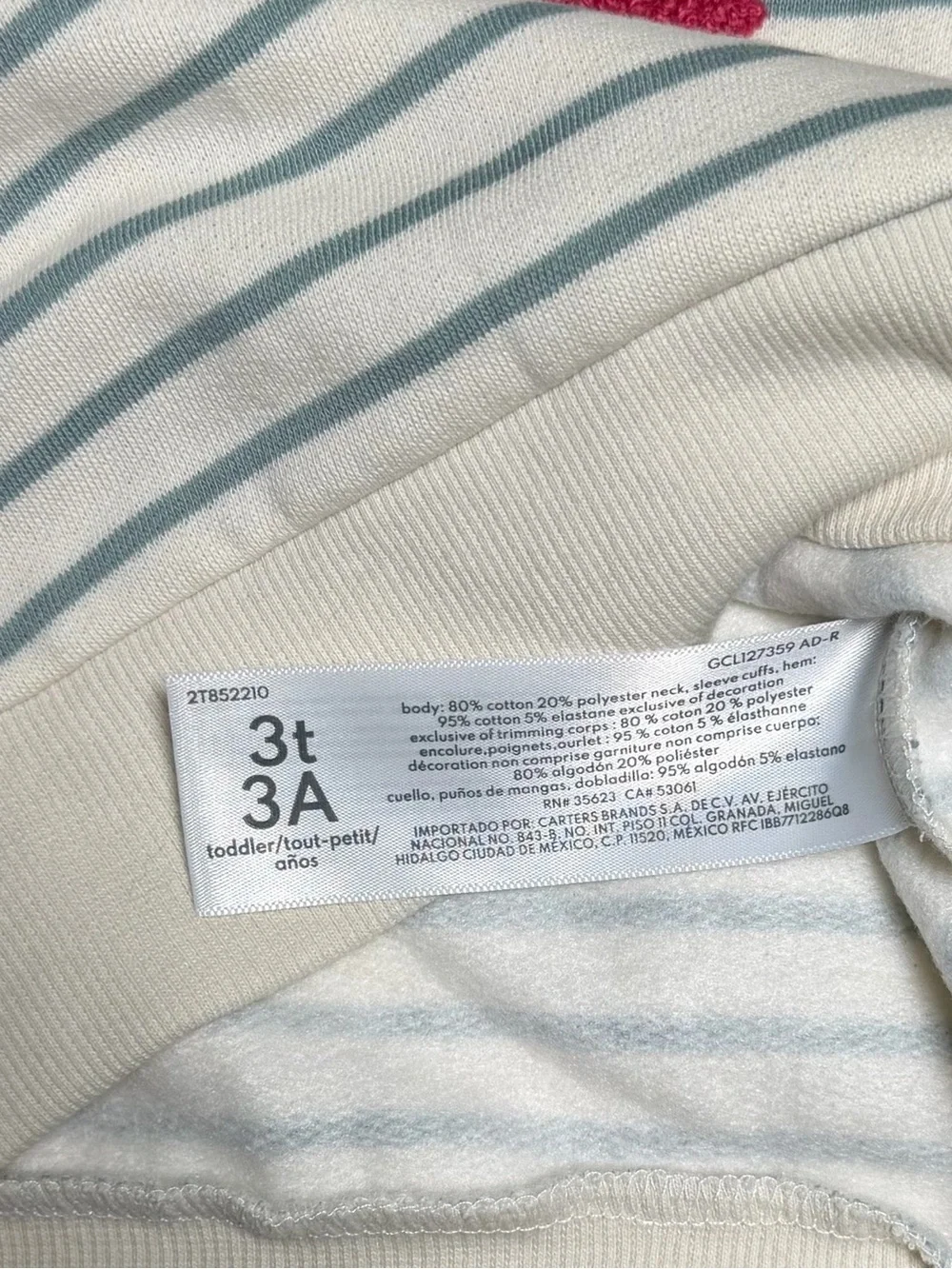 Carter's Cream Striped 'Playground Champion' Sweatshirt with Pink Graphic